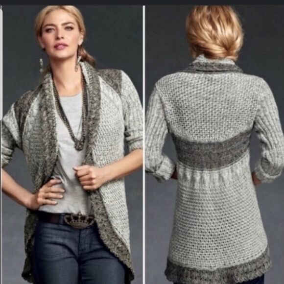 CABI Shadow Circle Shawl Collar Knit Sweater Open Cardigan SZ XS. - Picture 1 of 7